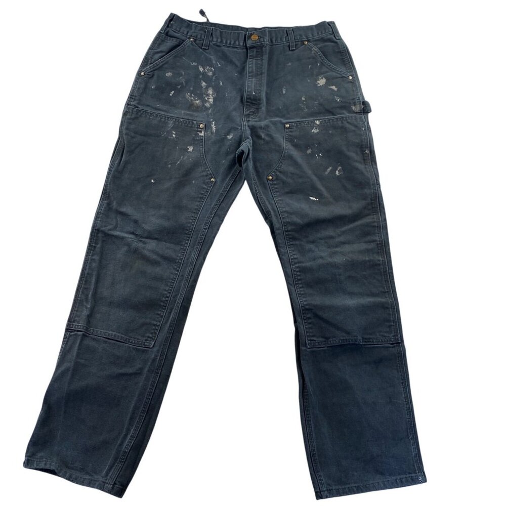 Carhartt Men's Double Knee Work Pants 38x34 Destroyed Gray Straight Leg Beautifu
